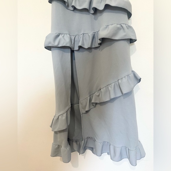 Show Me Your Mumu Greta Midi Dress Silver Sage Stretch Crepe Blue XS - Picture 4 of 7